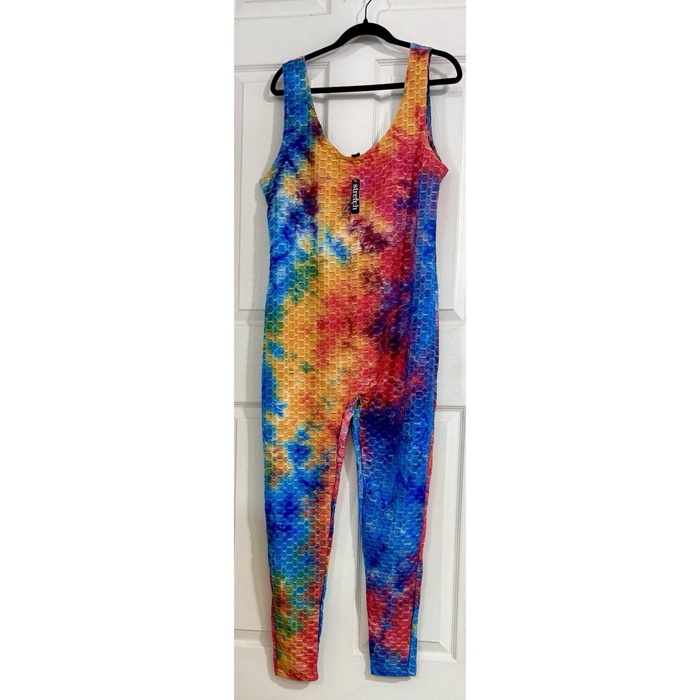 Tie Dye 3XL Multicolor Stretch Jumpsuit , Stock A11 One Piece Rouge Collection.